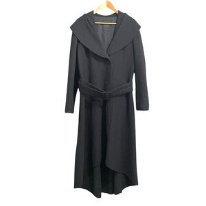 HILARY RADLEY Wool Long Trench Coat Black 12